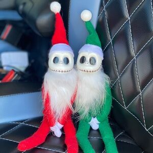 Jack Naughty Skellington Elf Decor Party Ornament 2pcs- Red and Green Christmas